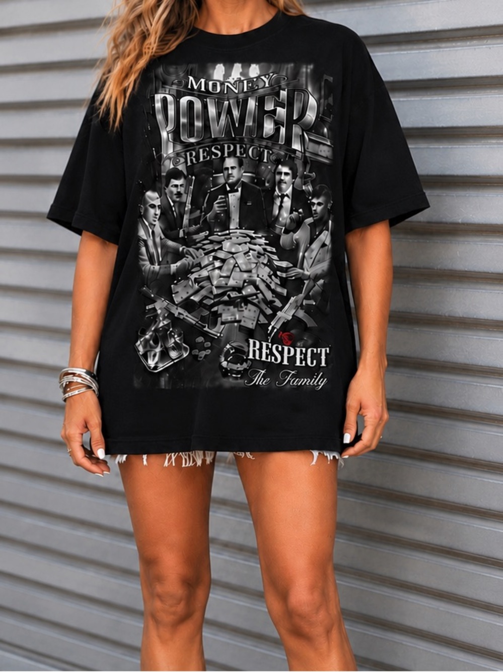 Shaka Wear Graphic Oversized Tee | Money Power Respect | MEDIUM| NWOT